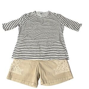 NWT Lands End Striped Black and White Top Size Large